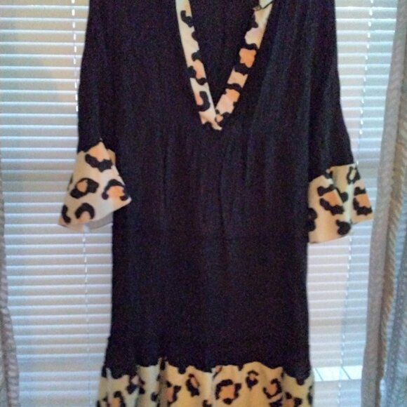 NWOT Size Small Black Sheer Dress with Silky Lace Trim - Picture 1 of 2